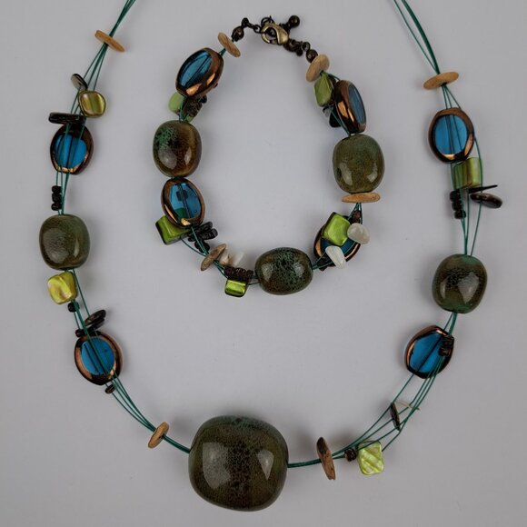 Vintage Premier Designs  Floating Bead 4 Strand Necklace and Bracelet Set - Picture 10 of 16